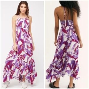 Free People Intimately Heat wave smocked floral maxi ruffle dress S P Fit &Flare